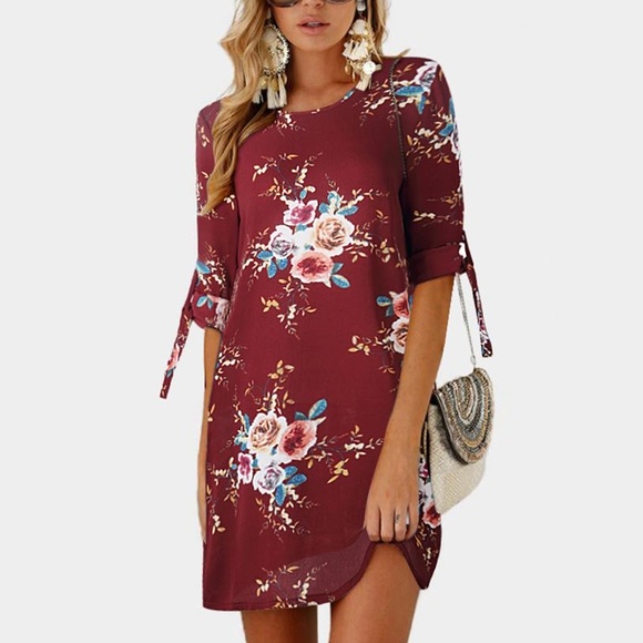 Love Is Real Couture Dresses & Skirts - LAST ONE!! Floral Short Sleeve Shift Dress, Red